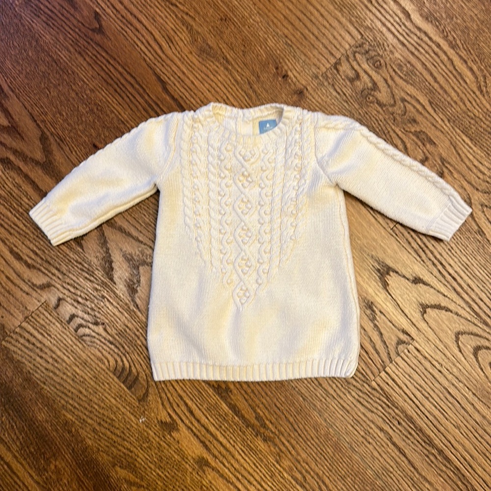 GUC baby Gap Factory Cream Knit Sweater Dress; 6-12M